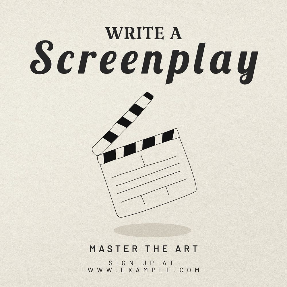 Write a screenplay Instagram post template, editable text