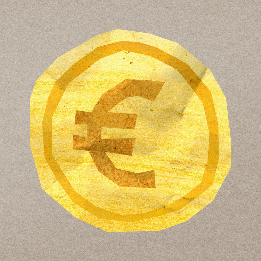 European coin money, paper craft element, editable design