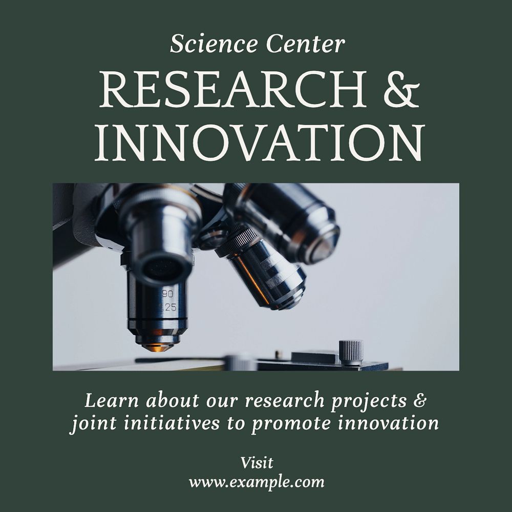 Research & innovation Instagram post template, editable text