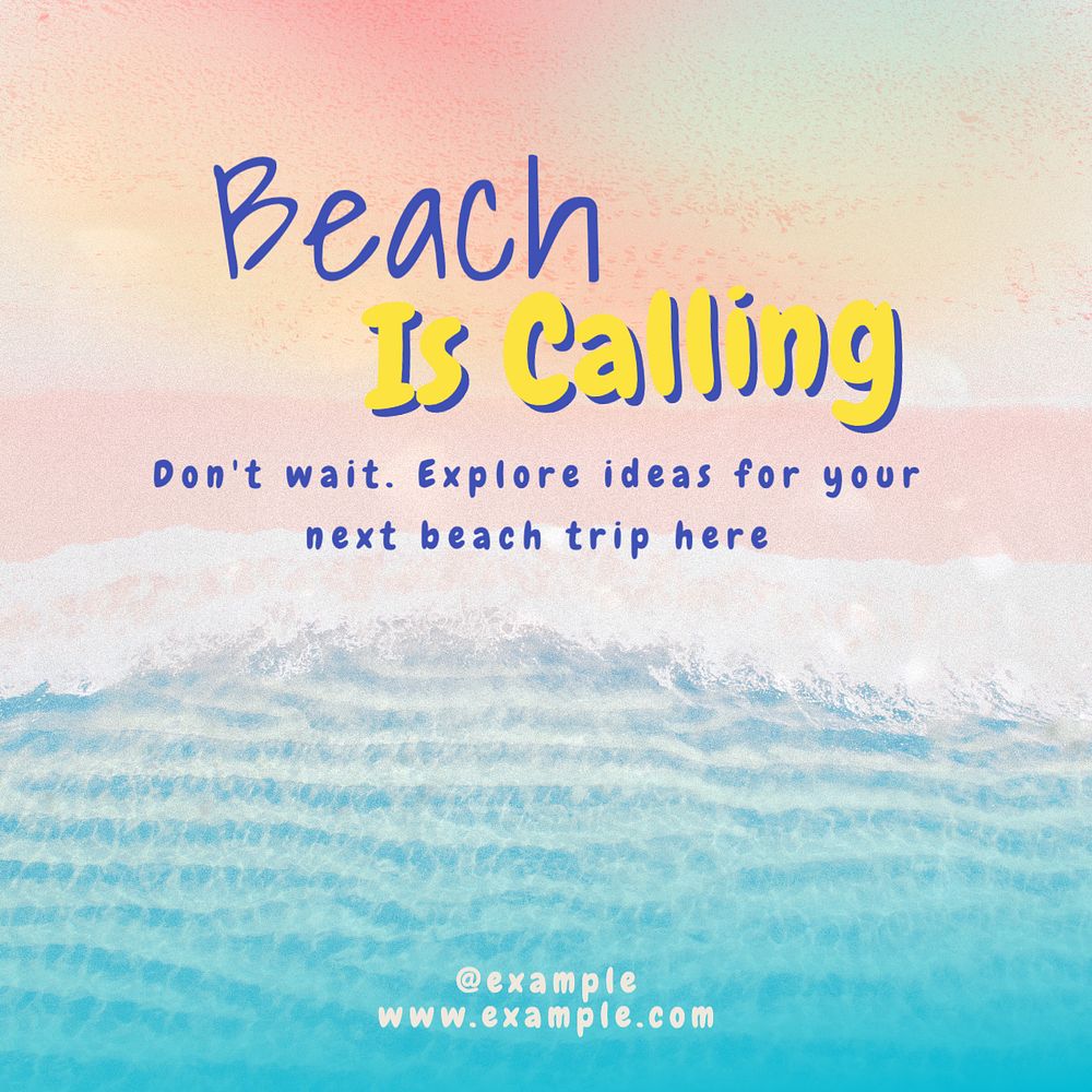 Beach is calling Instagram post template, editable text