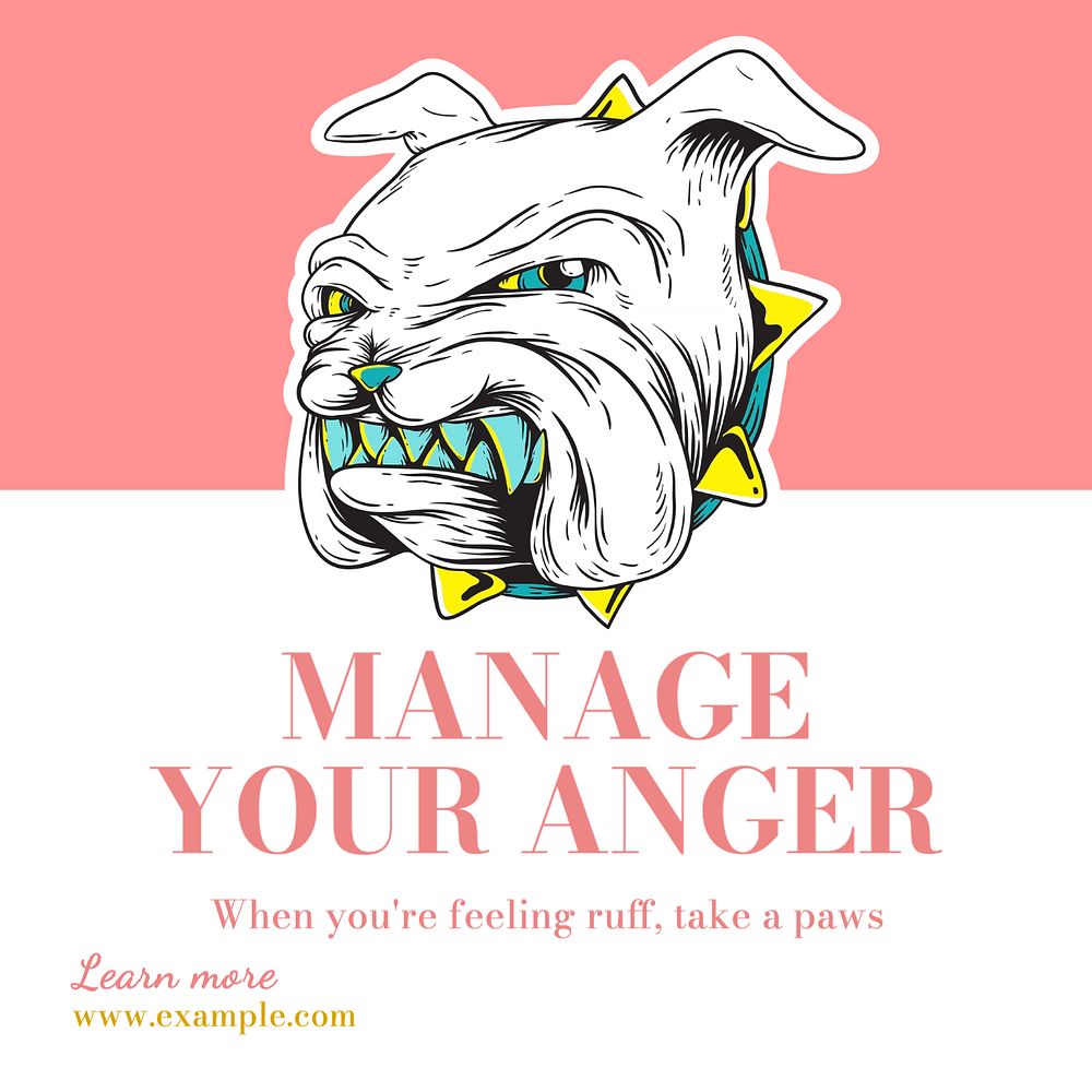 Anger management Instagram post template, editable text