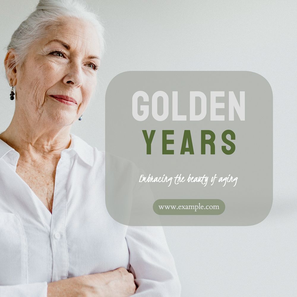 Golden years Instagram post template, editable text