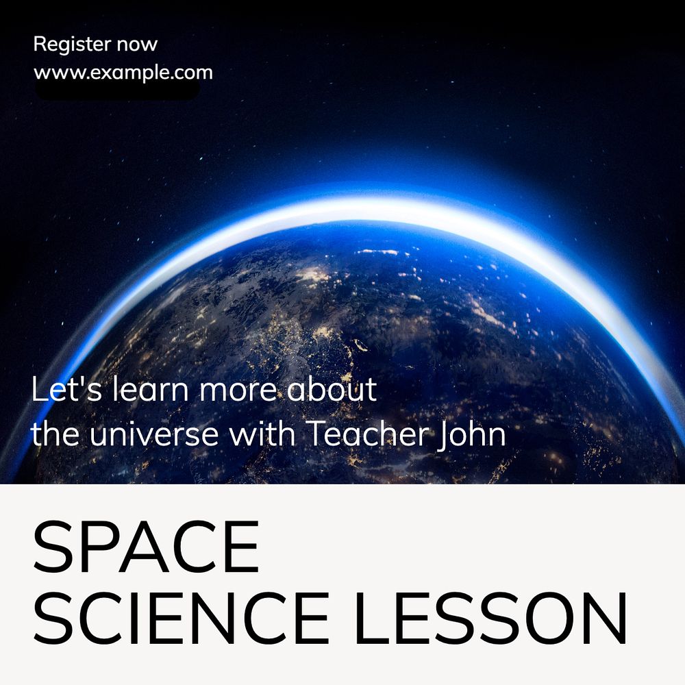 Space science lesson Instagram post template, editable text