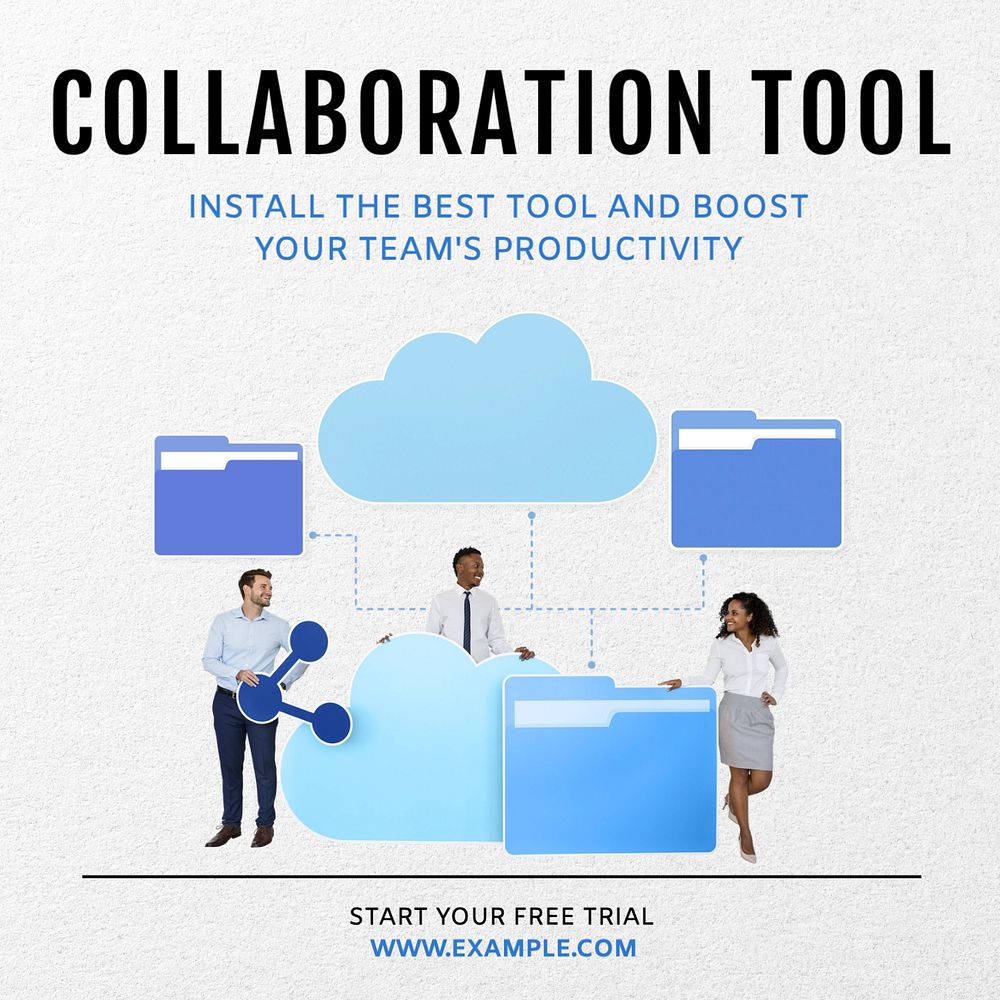 Collaboration tool Instagram post template, editable text