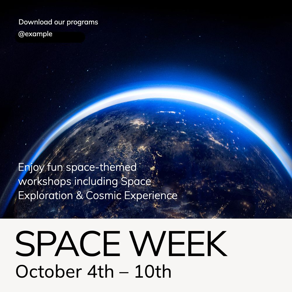 Space week Instagram post template, editable text