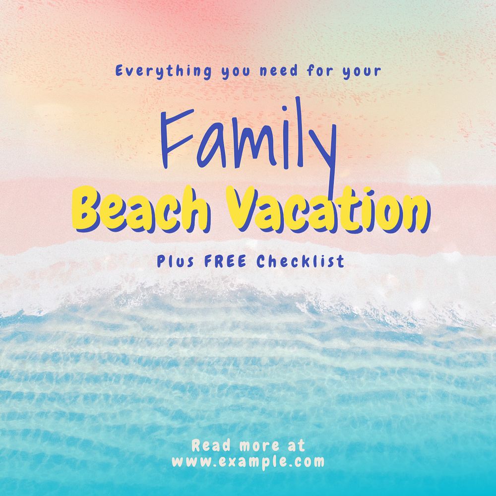 Family vacation Instagram post template, editable text