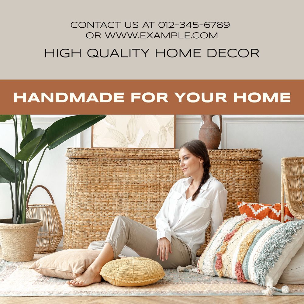 Handmade for your home Instagram post template, editable text