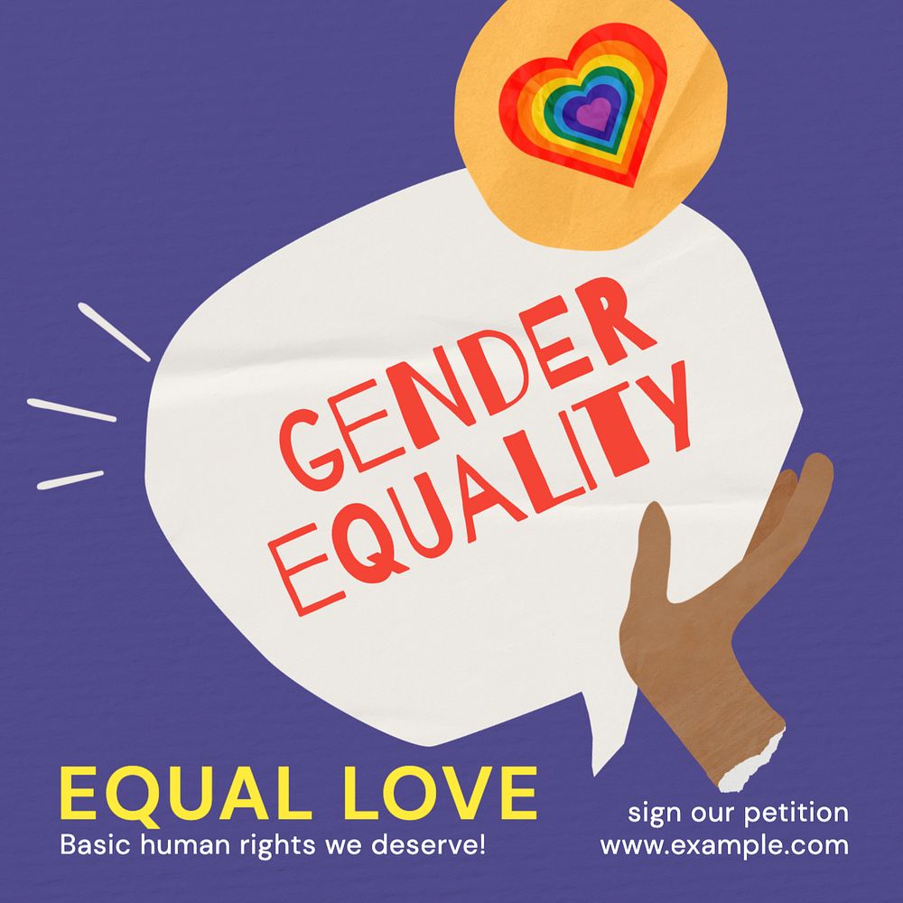 Equal love Instagram post template, editable text