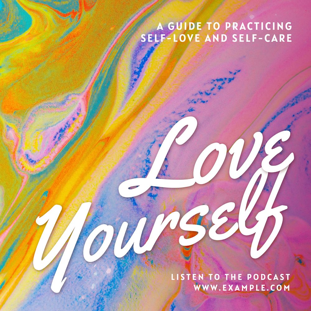 Love yourself podcast Instagram post template, editable design