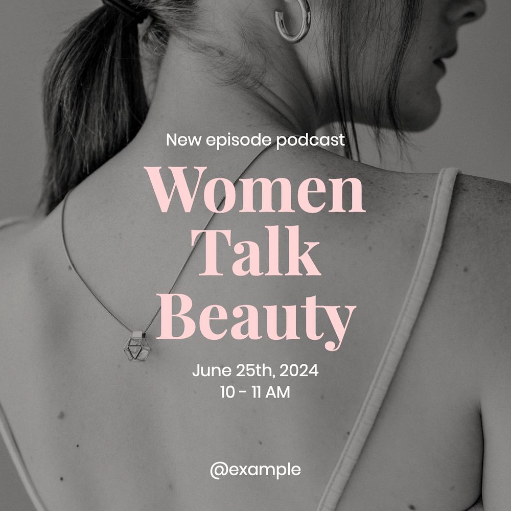 Women's beauty podcast Instagram post template, editable design