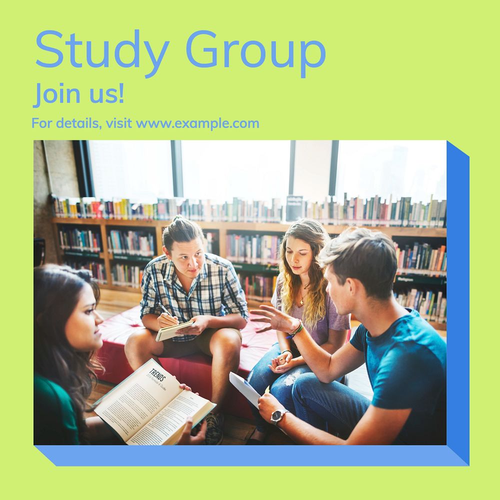 Study group Instagram post template, editable text