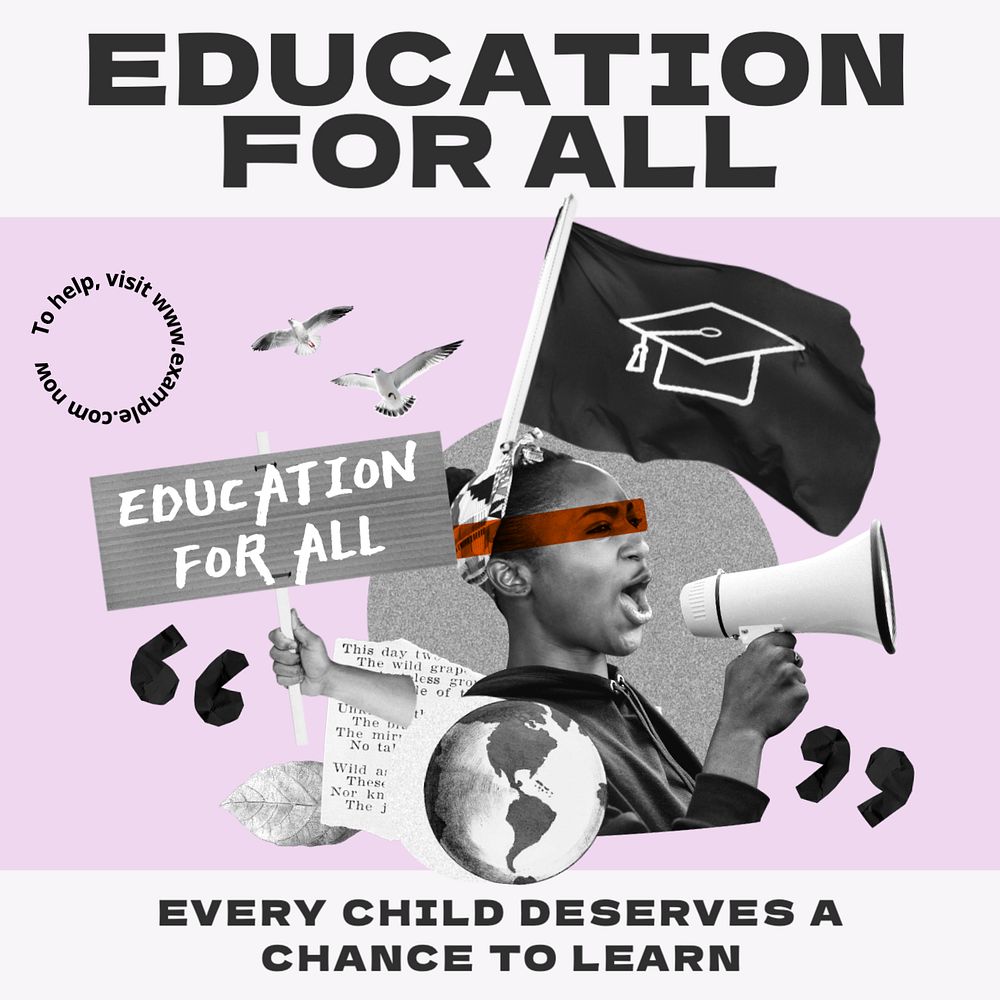 Education for all Instagram post template, editable text