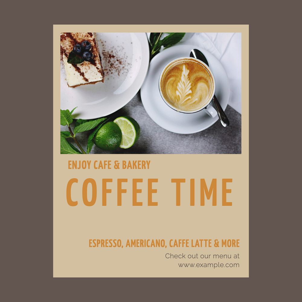 Coffee time Instagram post template, editable text