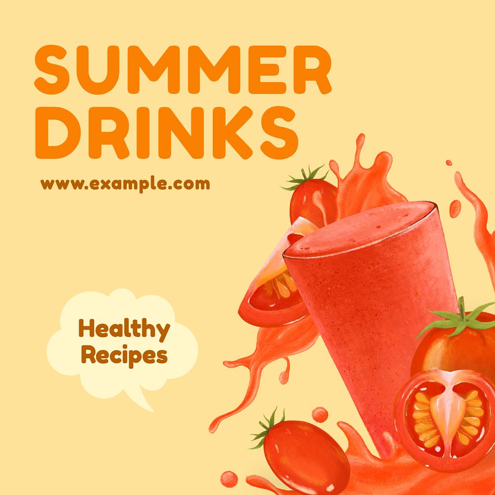 Summer drinks Instagram post template, editable text