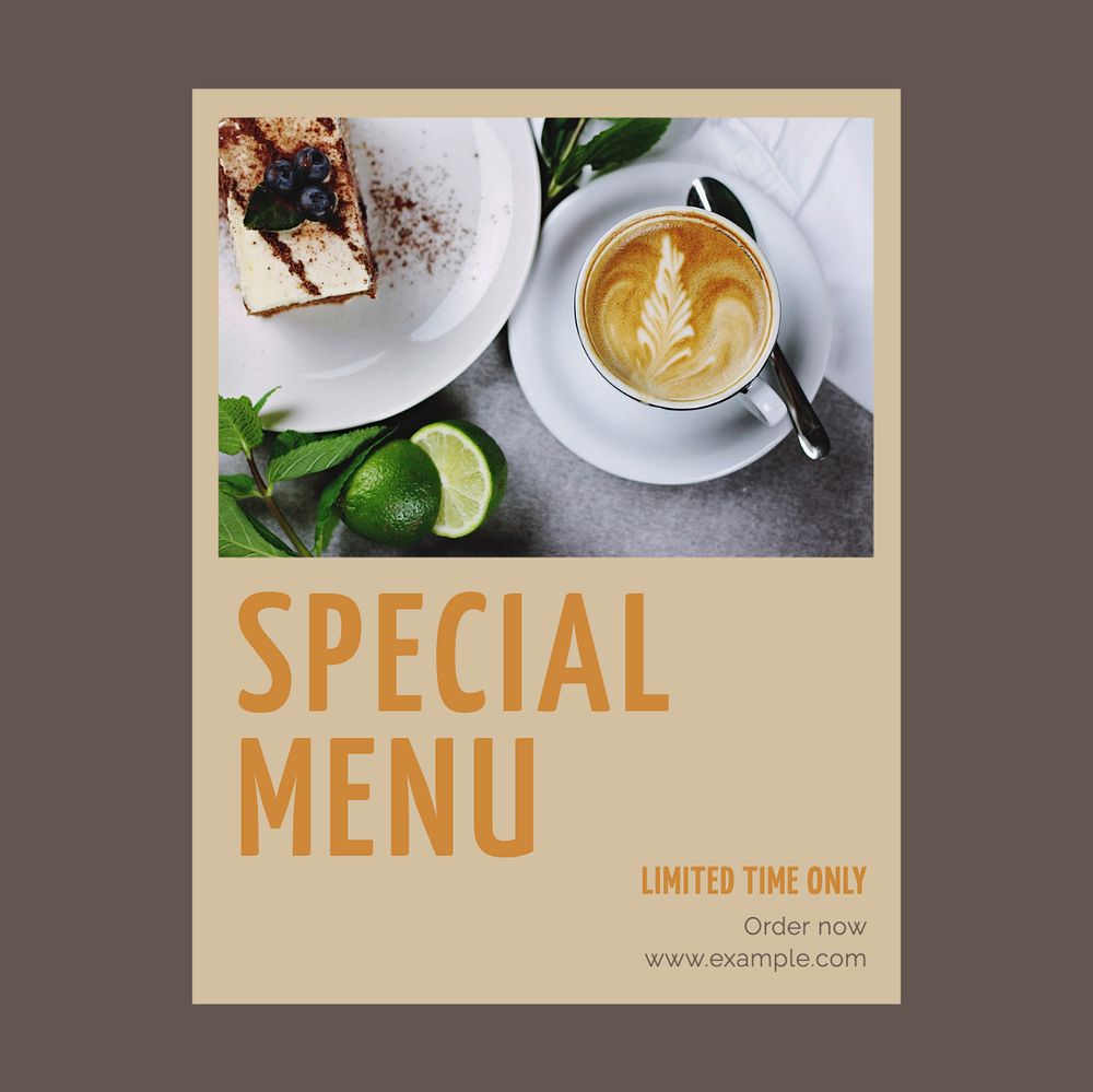 Special menu Instagram post template, editable text