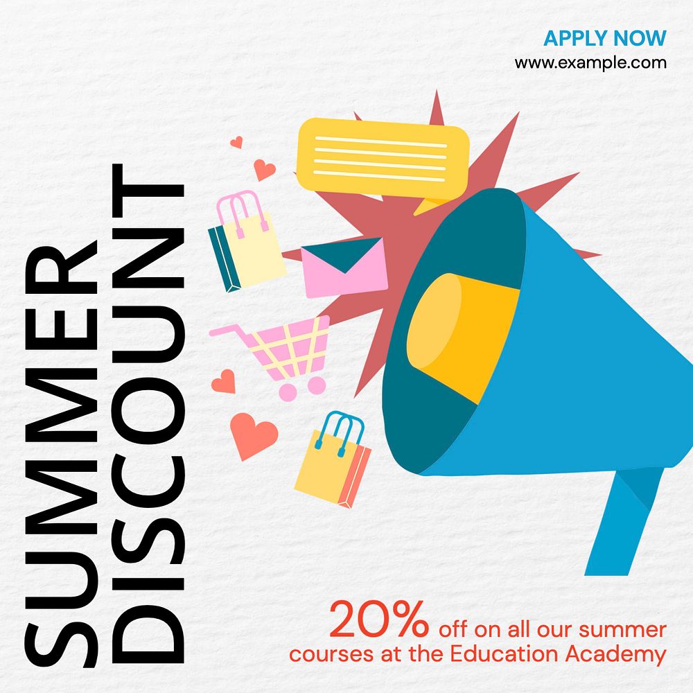 Summer discount Instagram post template, editable text