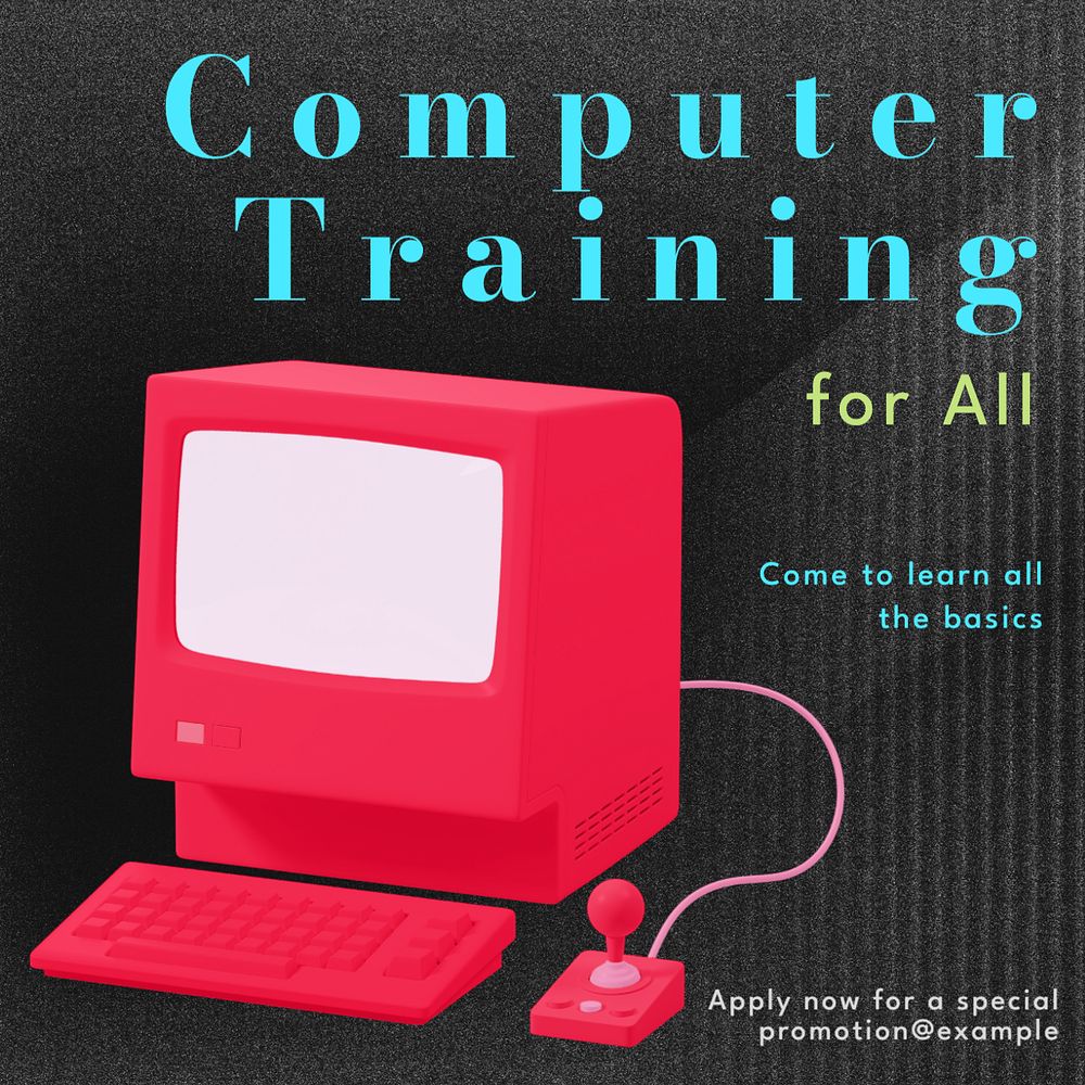 Computer training Instagram post template, editable text