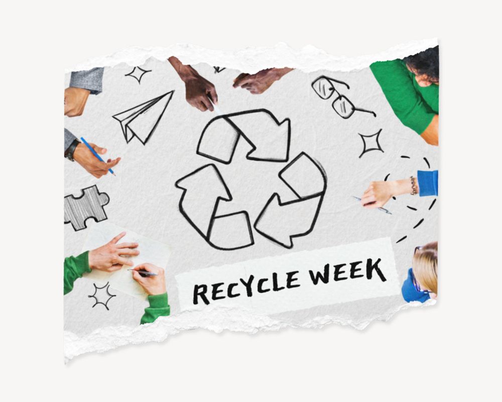 Recycle week  word, environment remix, editable design