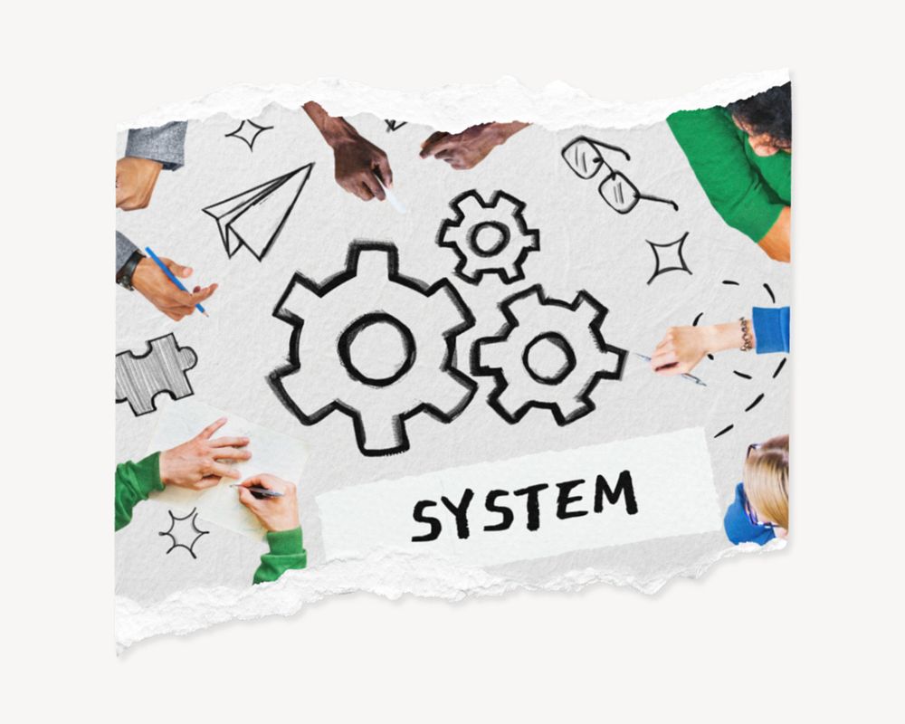 System word, business cogwheel remix, editable design