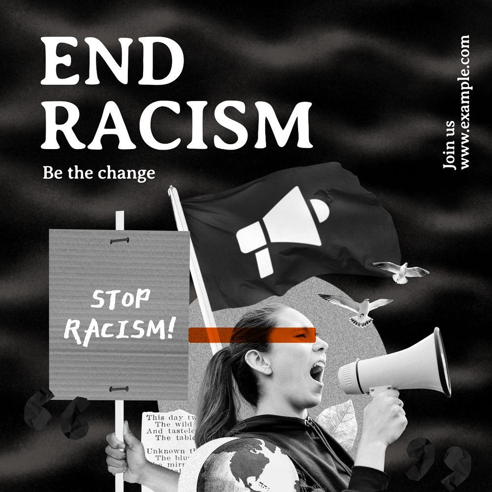 End racism Instagram post template, editable text