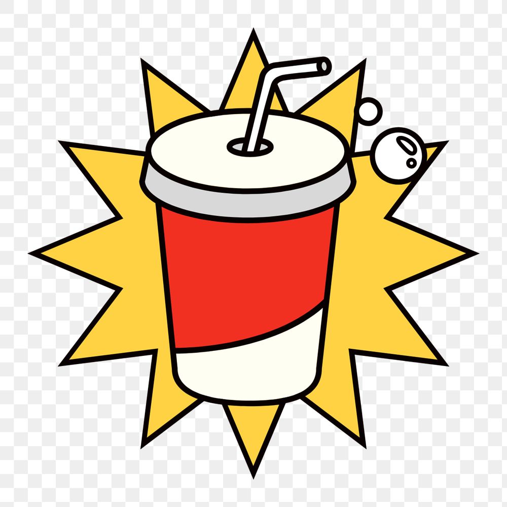 Soda cup png, beverage line art illustration, editable design