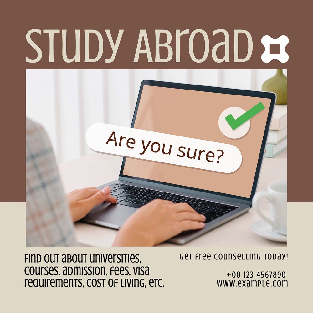 Study abroad counseling Instagram post template, editable design