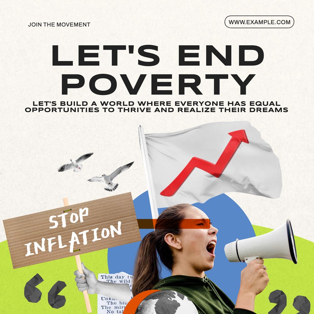 End poverty Instagram post template, editable text