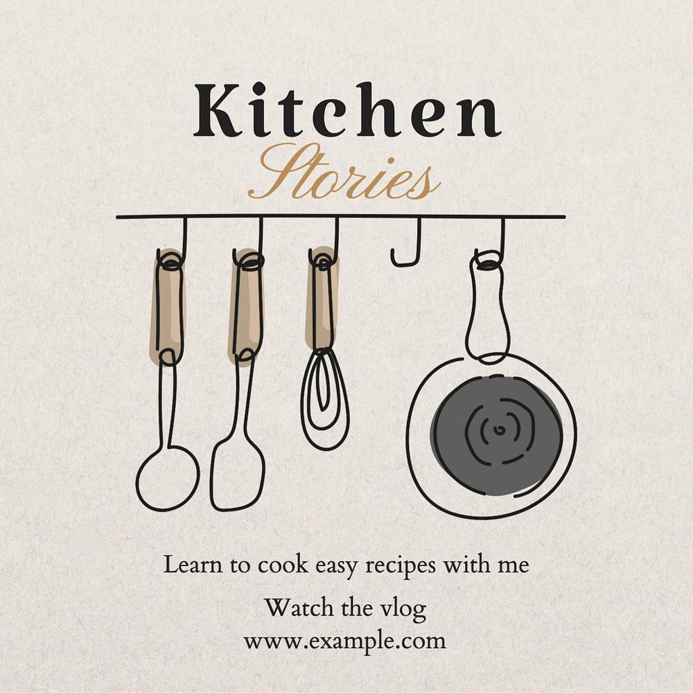 Kitchen stories Instagram post template, editable text