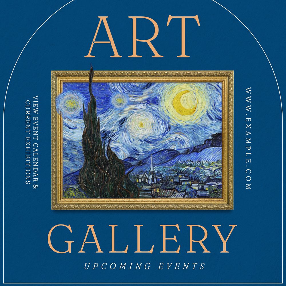 Art gallery events Instagram post template, editable text