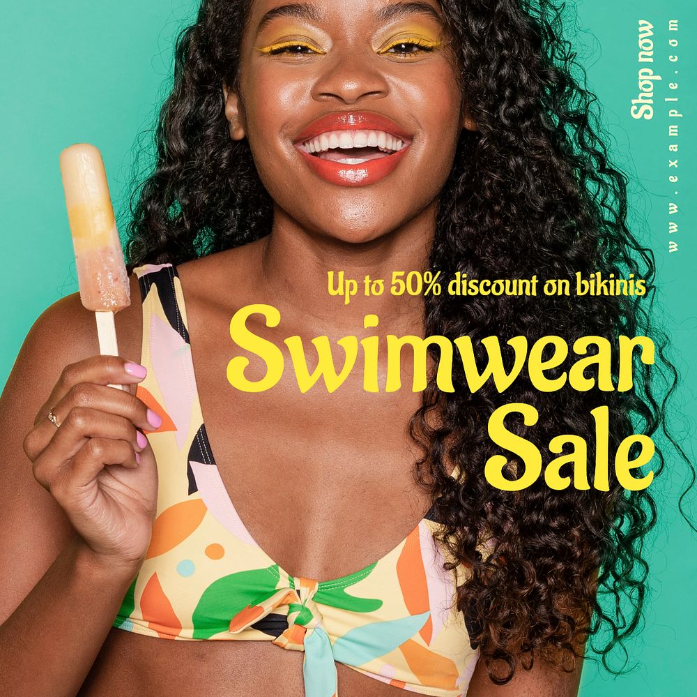 Swimwear sale Instagram post template, editable text