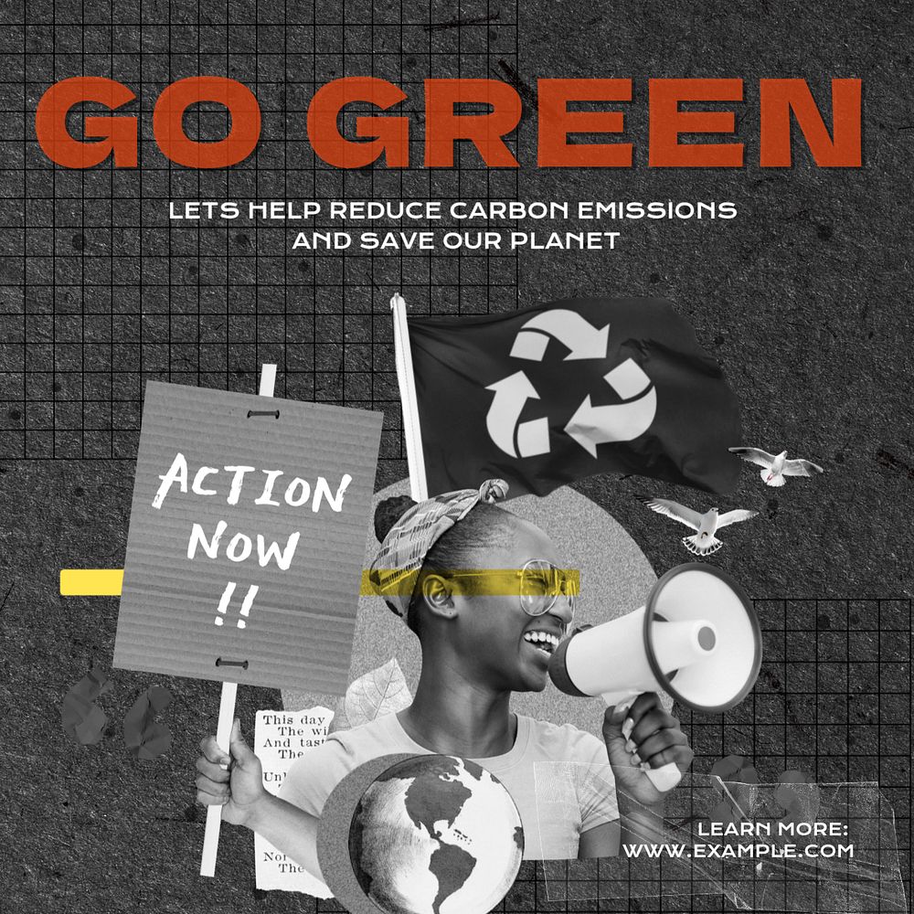 Go green Instagram post template, editable text