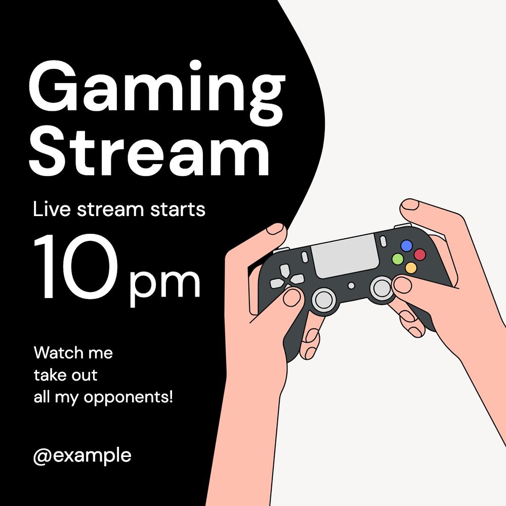 Gaming stream Instagram post template, editable text