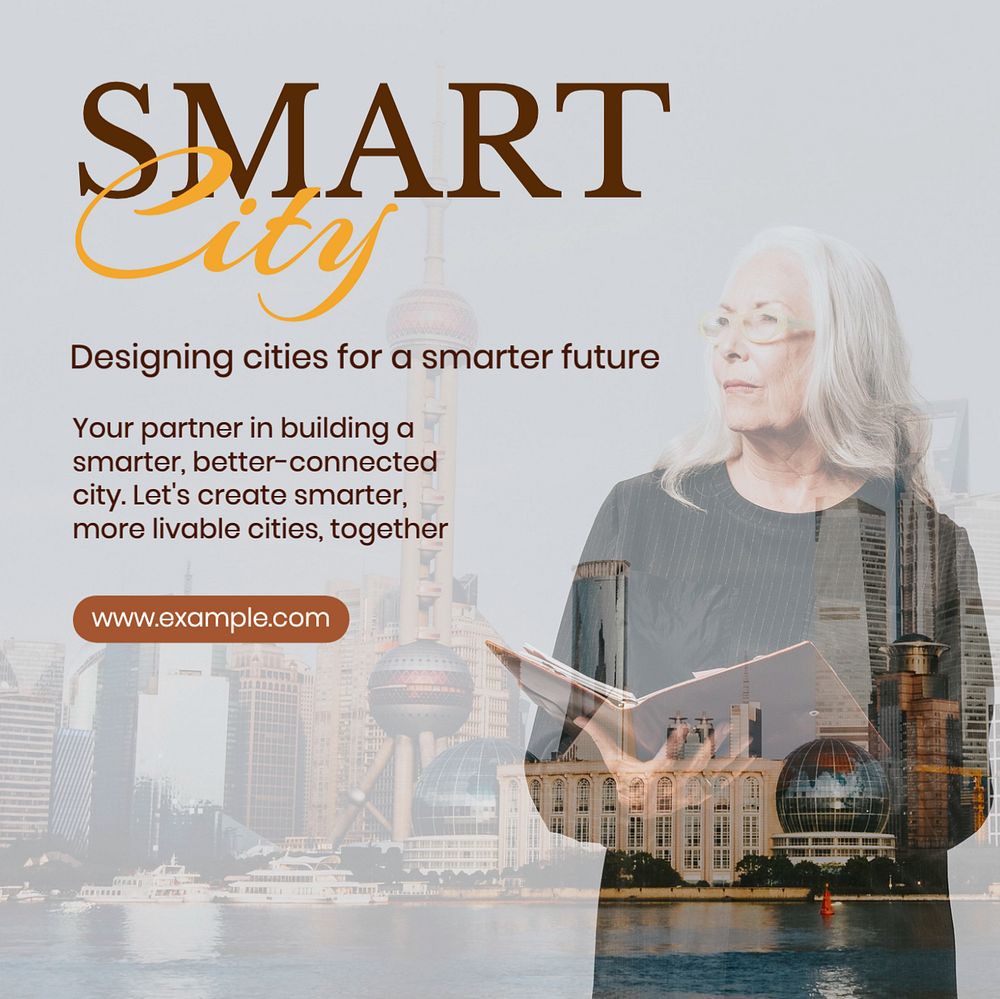 Smart city Instagram post template, editable text