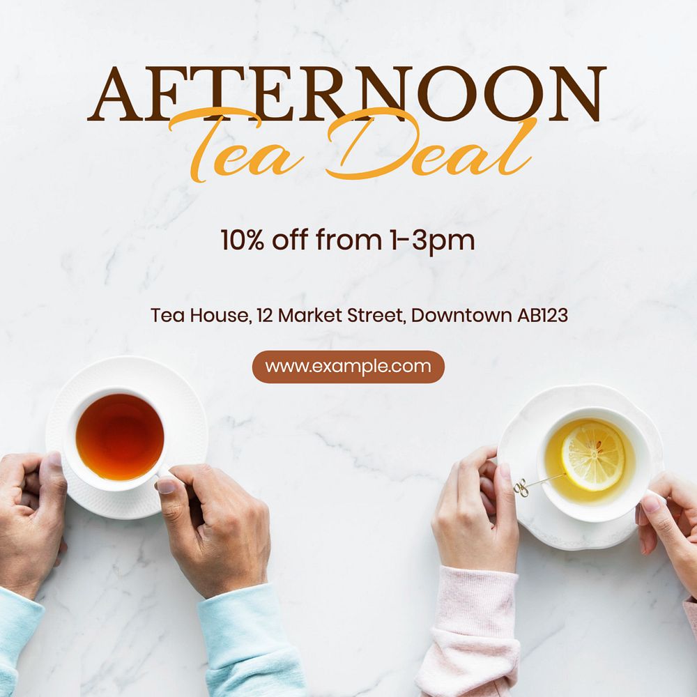 Afternoon tea deal Instagram post template, editable text