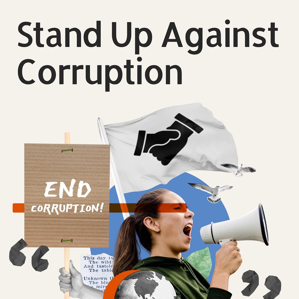 End corruption Instagram post template, editable text