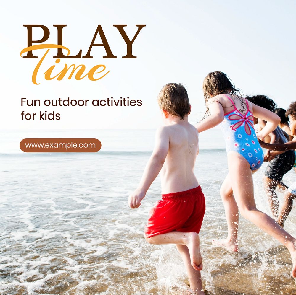 Play time Instagram post template, editable text