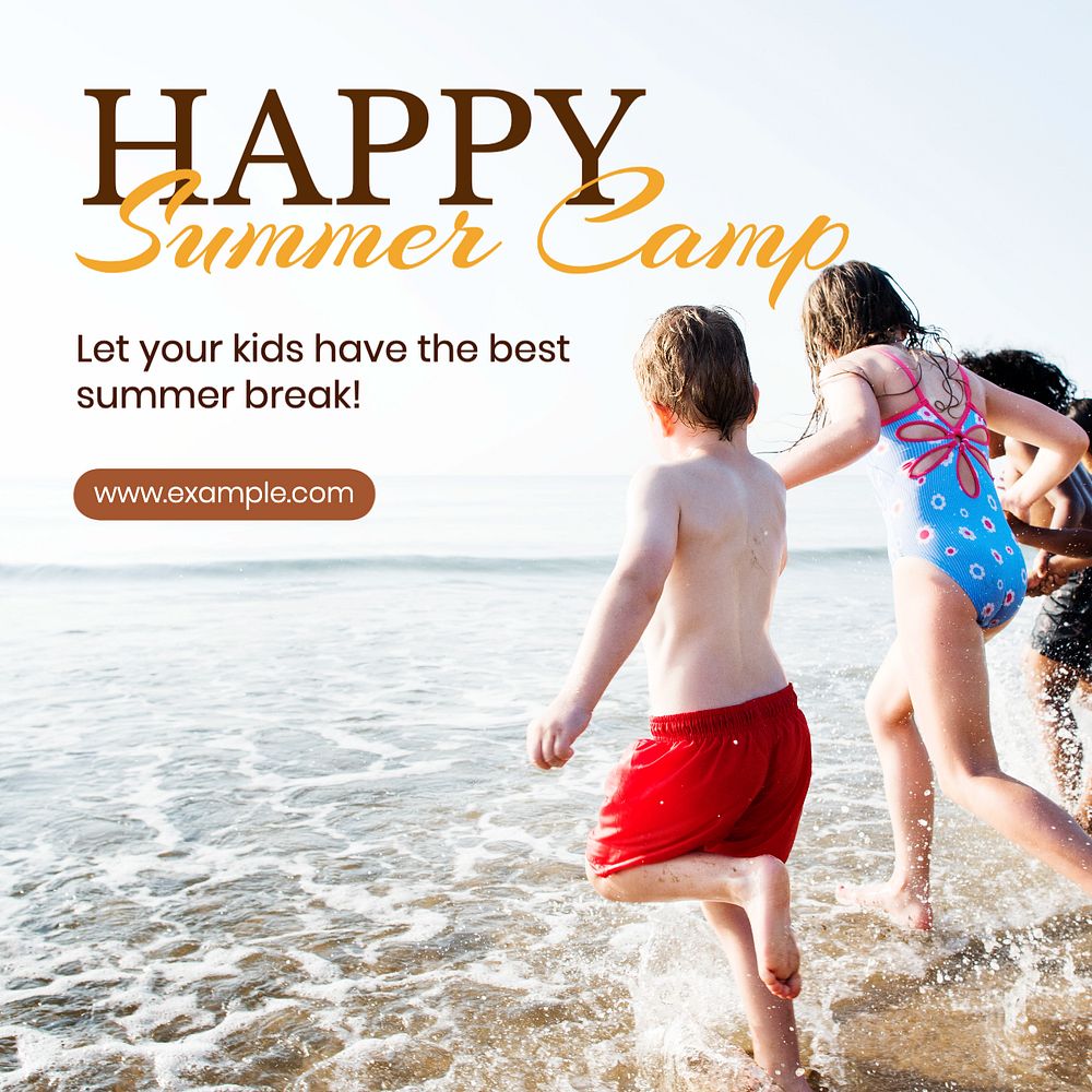 Summer camp Instagram post template, editable text