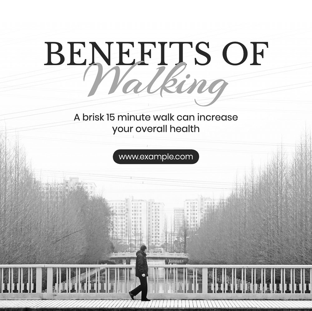 Benefits of walking Instagram post template, editable text