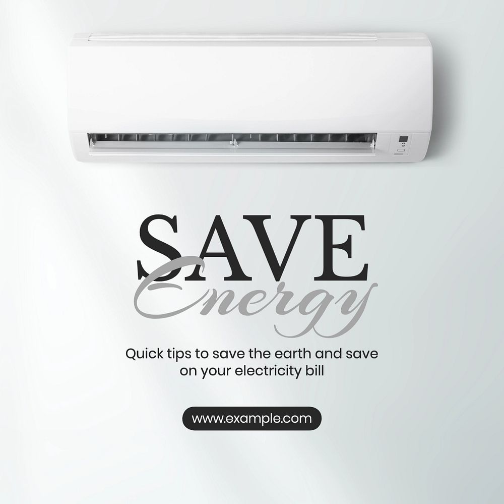 Save energy Instagram post template, editable text