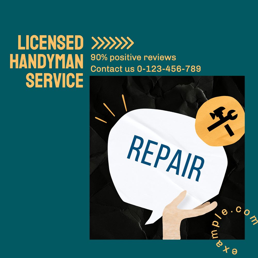 Handyman service Instagram post template, editable text