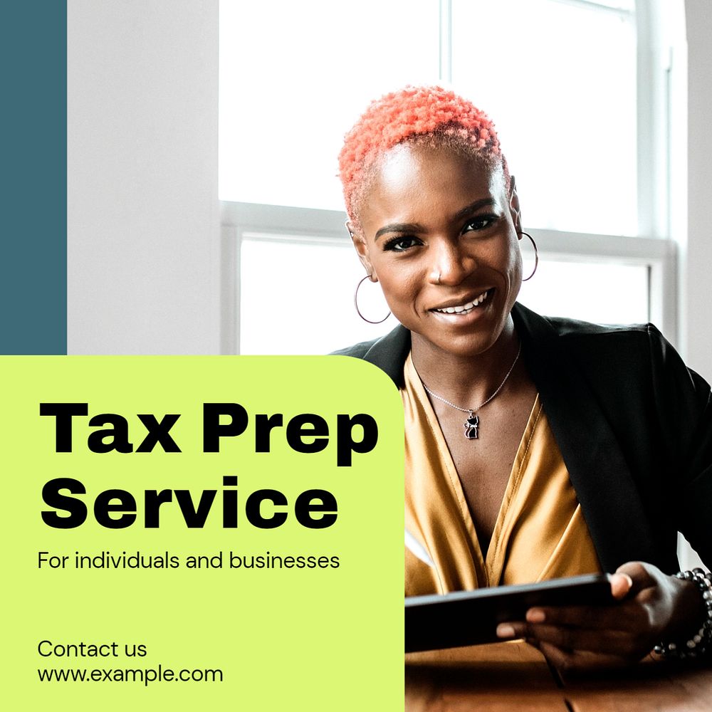 Tax prep service Instagram post template, editable text