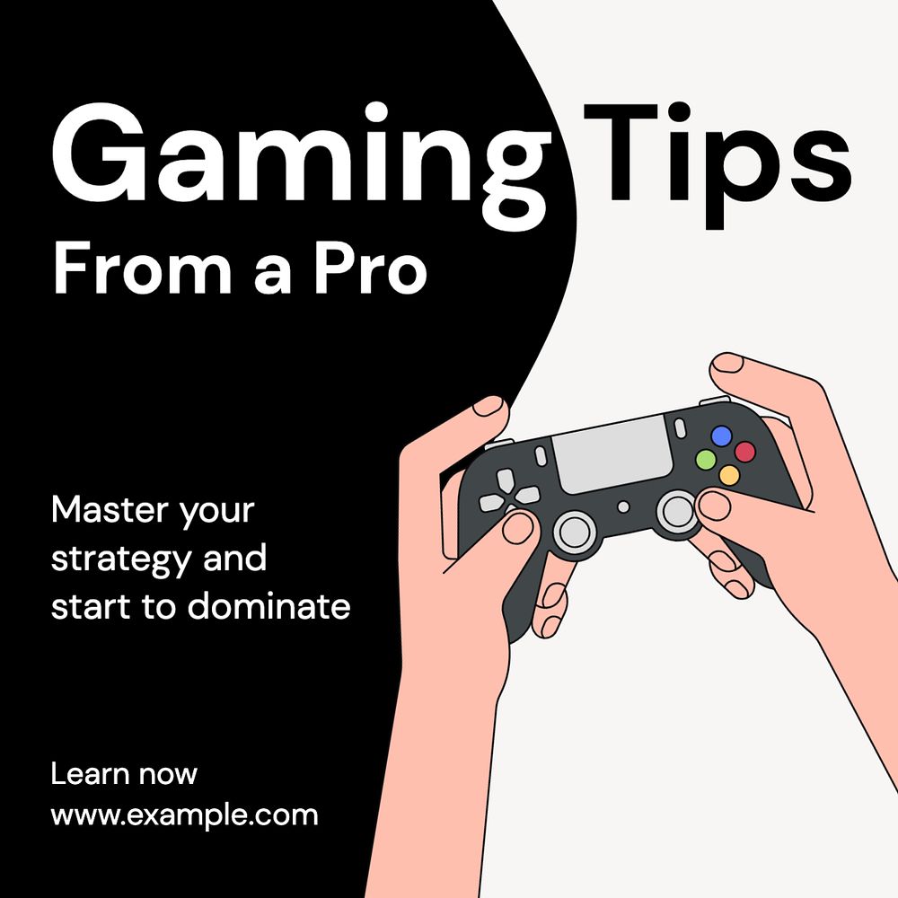 Gaming tips Instagram post template, editable text