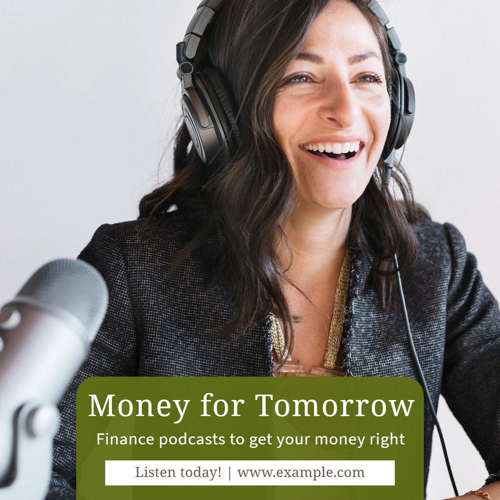 Finance podcast Instagram post template, editable text