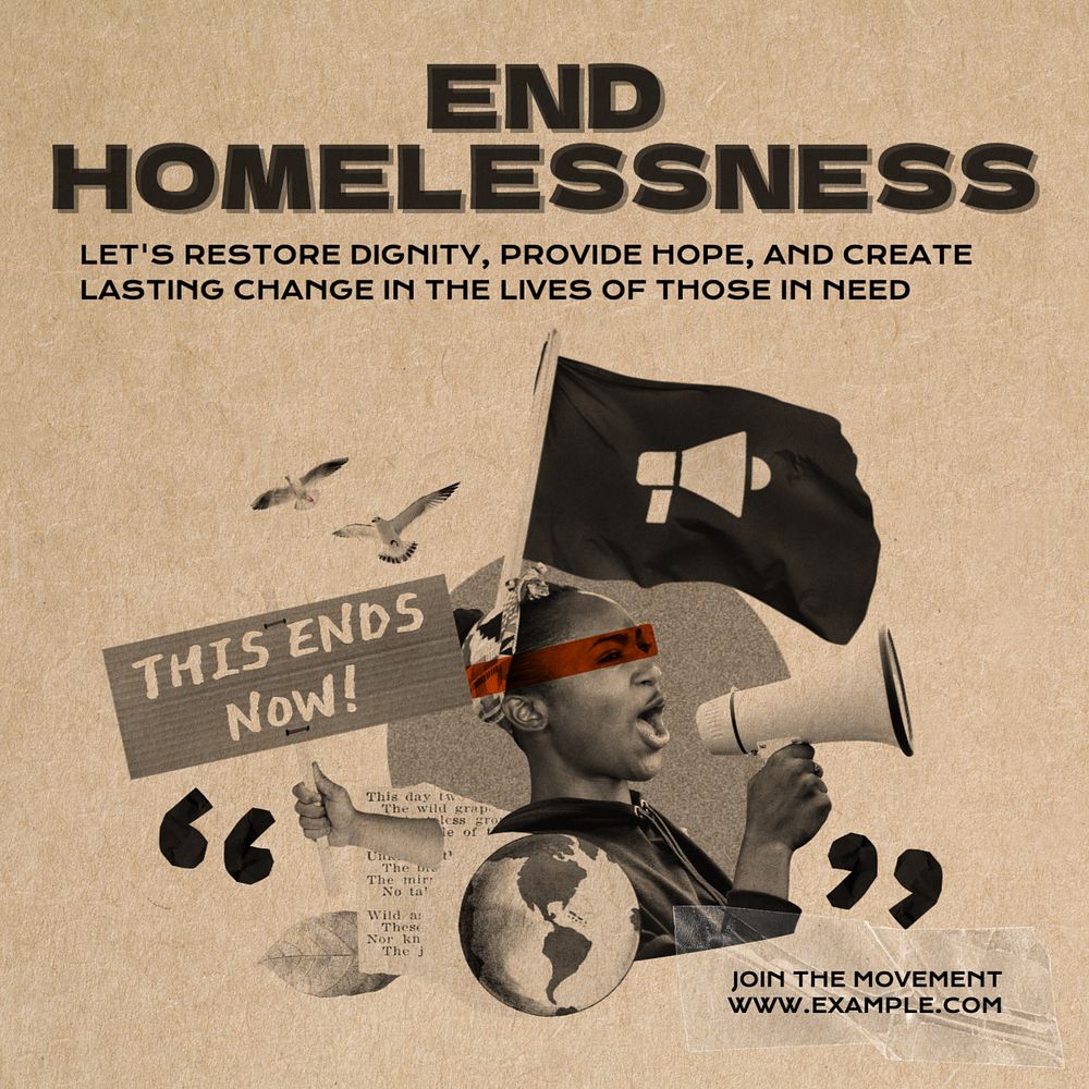 End homelessness Instagram post template, editable text