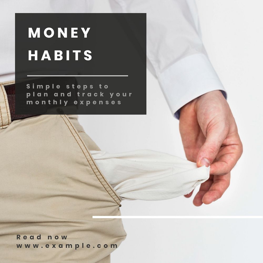 Money habits Instagram post template, editable text