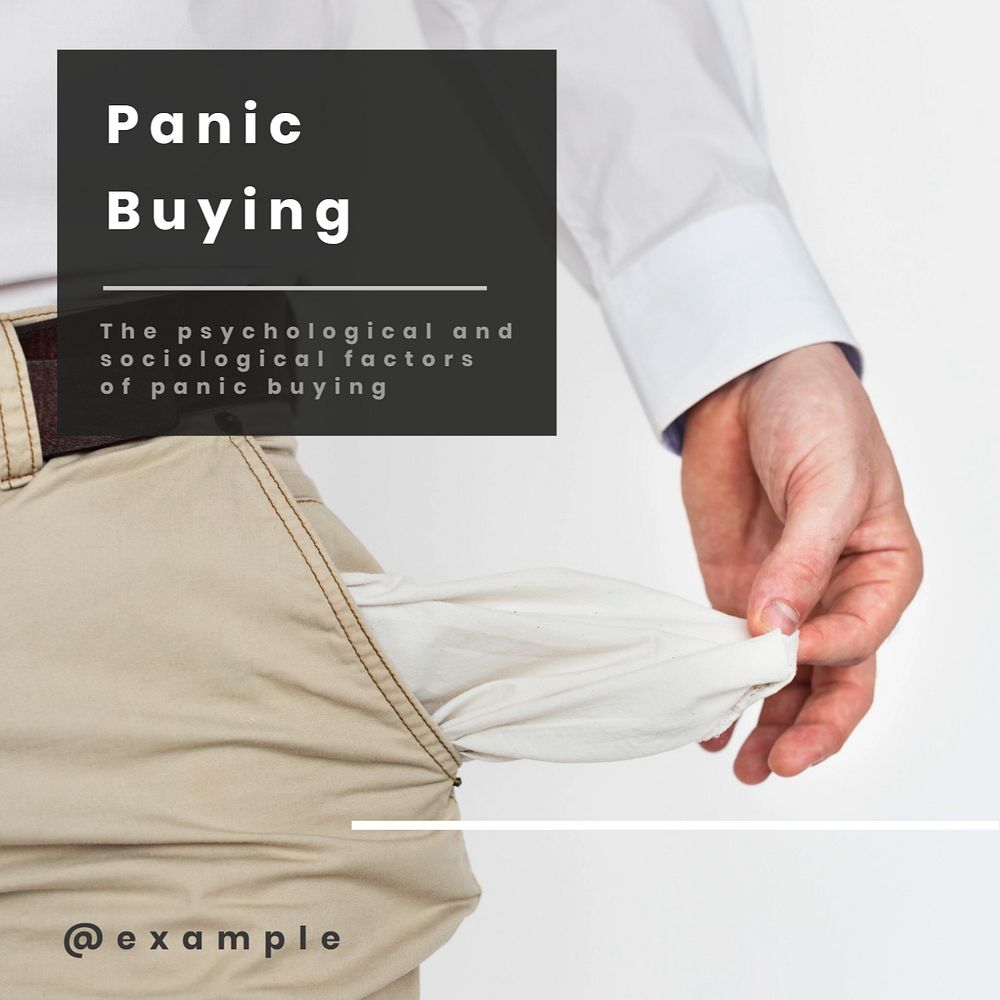 Panic buying Instagram post template, editable text