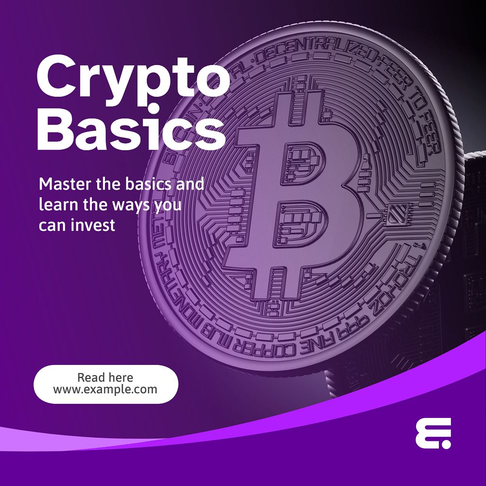 Crypto basics Instagram post template, editable text