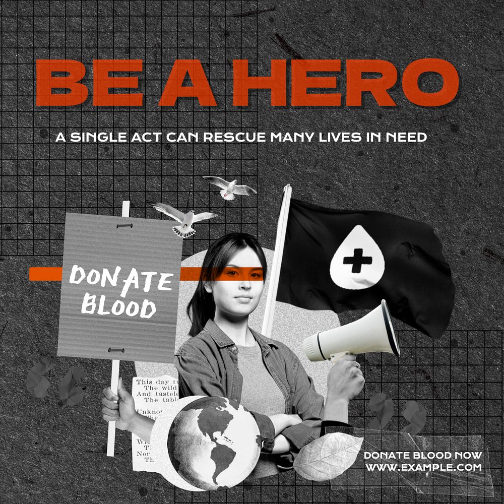 Be a hero Instagram post template, editable text