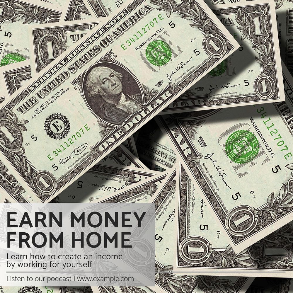 Earn money Instagram post template, editable text
