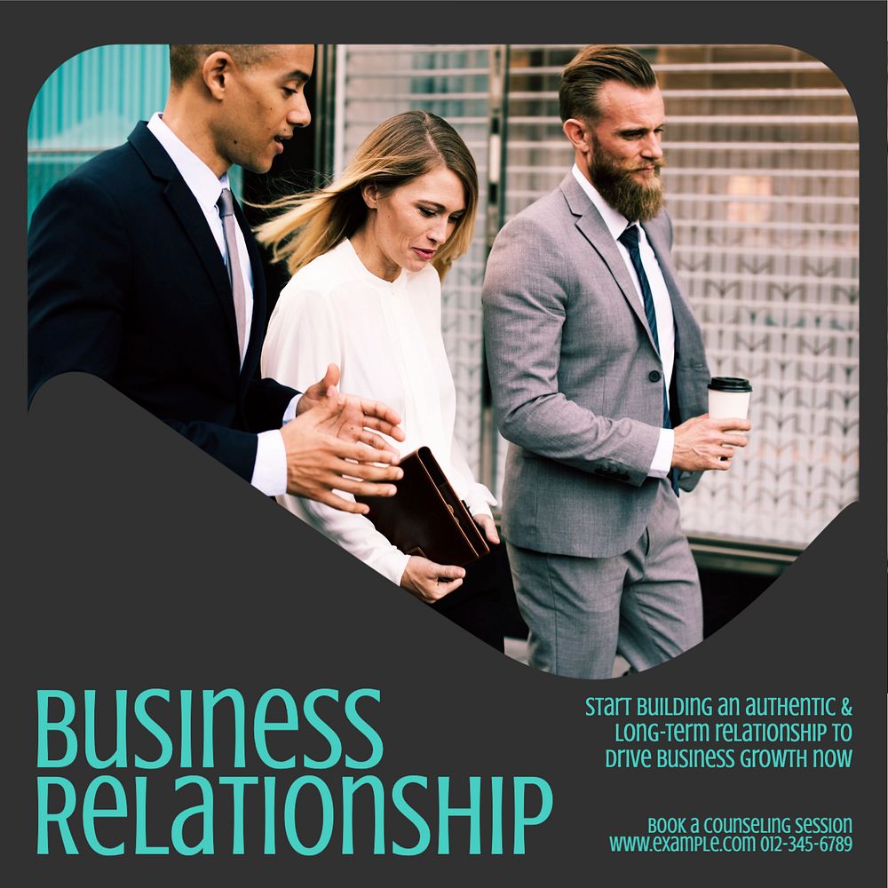 Business relationship Instagram post template, editable text